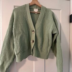 Green Cardigan Sweater